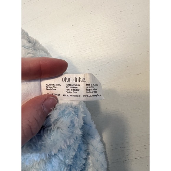 Okie Dokie Blue Puppy Dog Plush Security Blanket Popcorn Fleece Lovey Snuggler - Picture 3 of 4